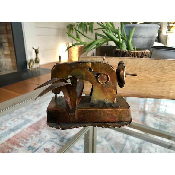 Vintage Steam Punk Art, Copper/Tin Sewing Machine - Picture 2 of 10